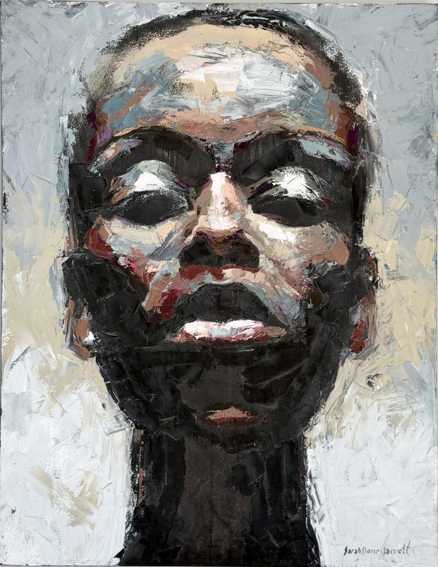 Painted portrait of a face
