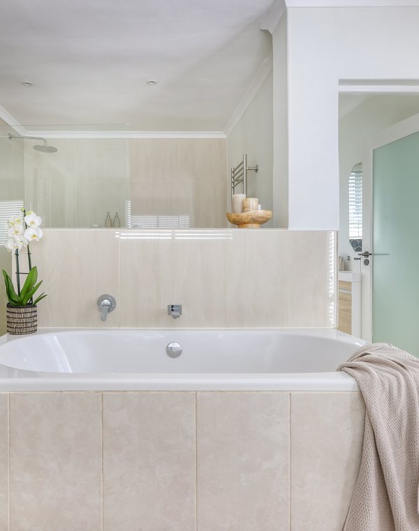 The bath in the master bathroom